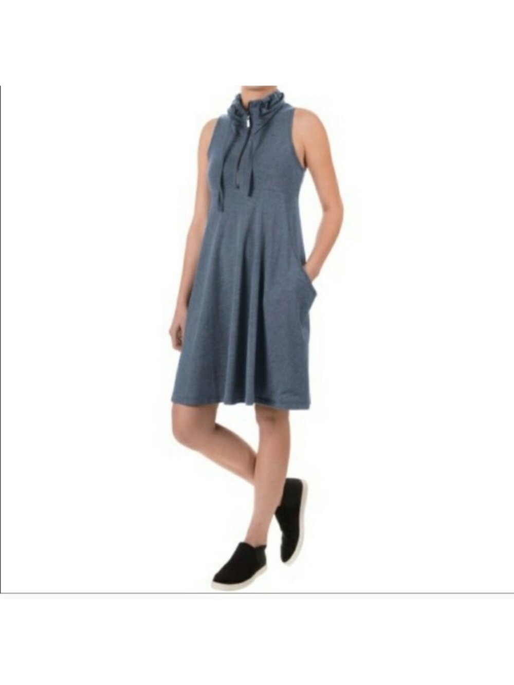 DAKINI Blue Sleeveless Knit Shift Dress with Pockets